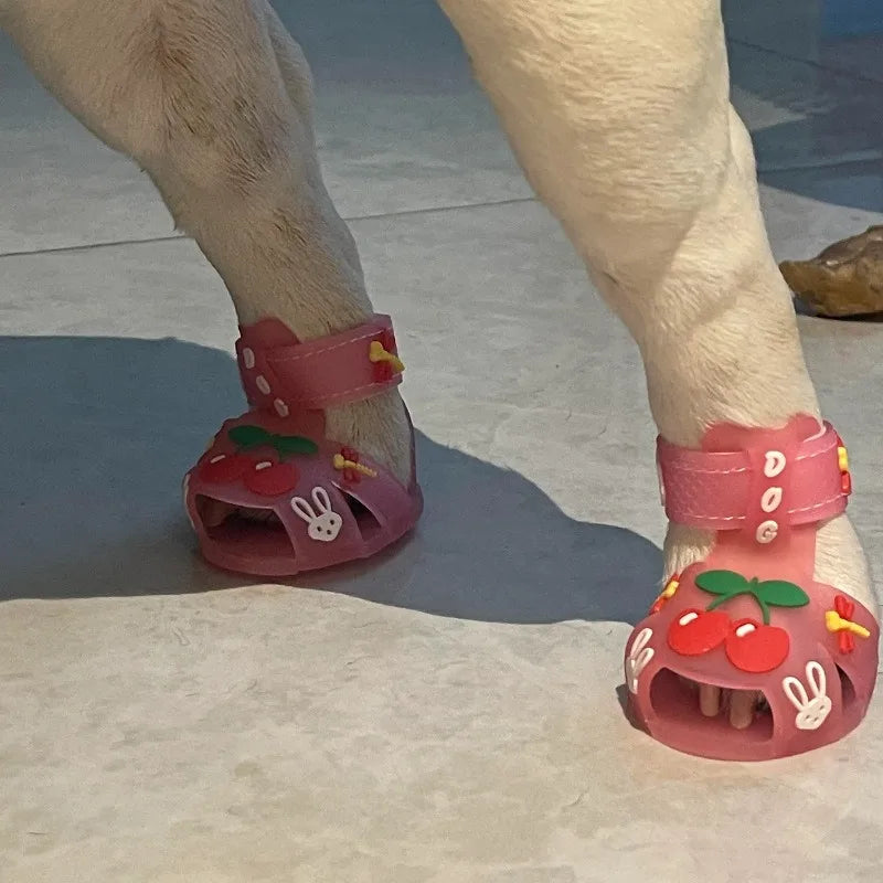 Dog Summer Sandals. Cartoon Fashionable. Anti-slip, Breathable Rain Boots, Waterproof, Wear-resistant