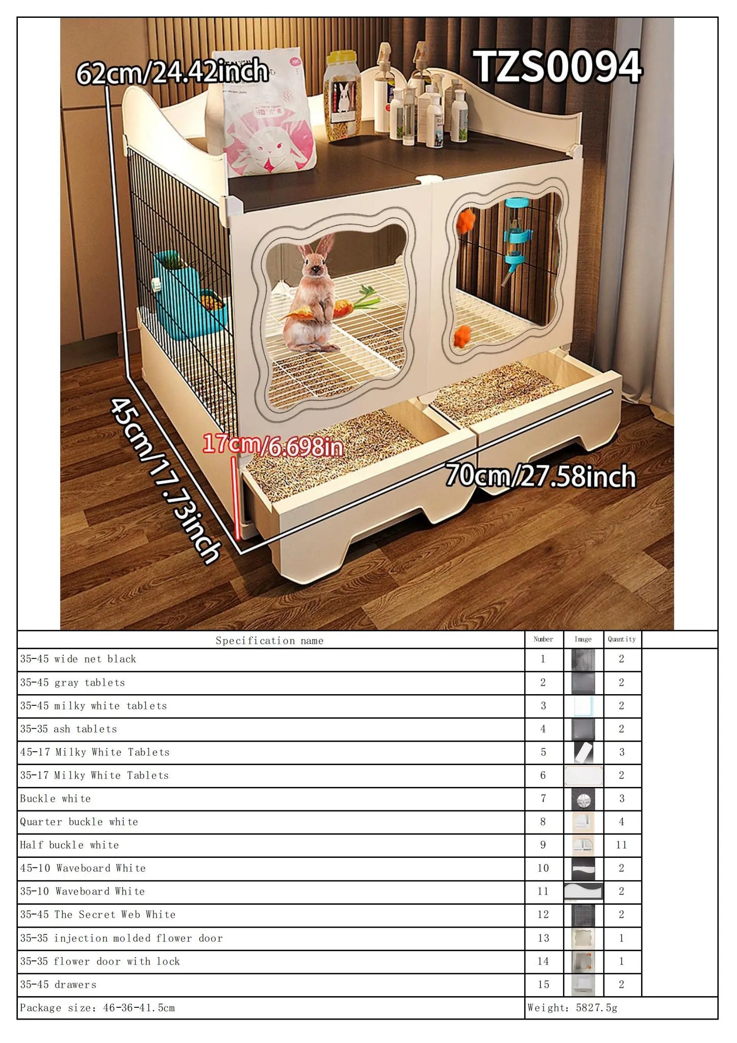 Rabbit Cage. Indoor Home Use with Toilet. Rabbit Villa, Small Dog, Kitten &  Guinea Pig Cage.
