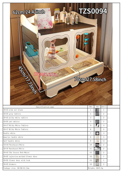 Rabbit Cage. Indoor Home Use with Toilet. Rabbit Villa, Small Dog, Kitten &  Guinea Pig Cage.