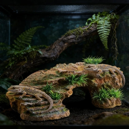 Reptile Hideout Cave. Simulation Tree Trunk Bark Habitat. Decor for Fish Tank Aquarium, Spider, Snake, Tortoise and Lizard Terrarium