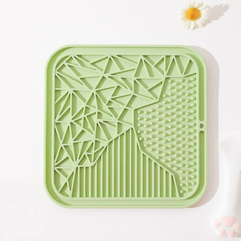 Silicone Pet Licking Mat. Cat Anti-choking With Slow Food Bowl. Puppy Bath Distracted Licking Plate.