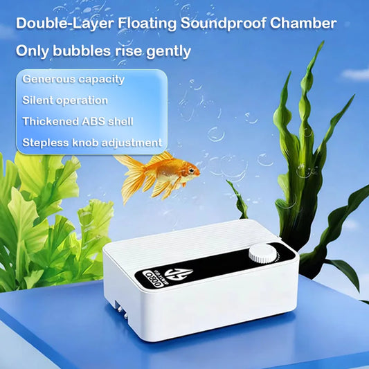 Silent Aquarium Oxygen Air Pump with Check Valve. Double Outlet. Large Oxygenator Aquarium Air Compressor Aerator 220v