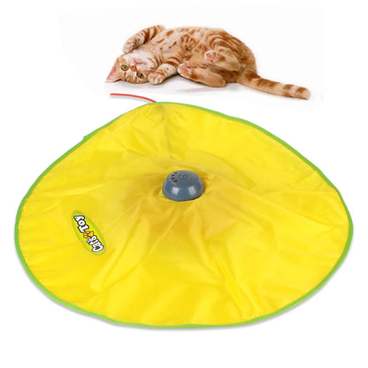 Interactive Pet Toy For Cat/Kitty. 4 Speeds Motion. Undercover Mouse Fabric Moving Feather. Electric Cat Toy Plate Automatic