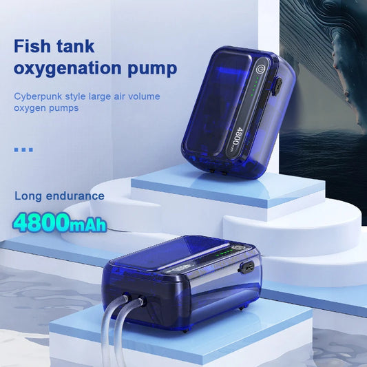 4800mAh aquarium oxygen pump, USB charging. Small, portable oxygen pump, Indoor and outdoor fishing aerator