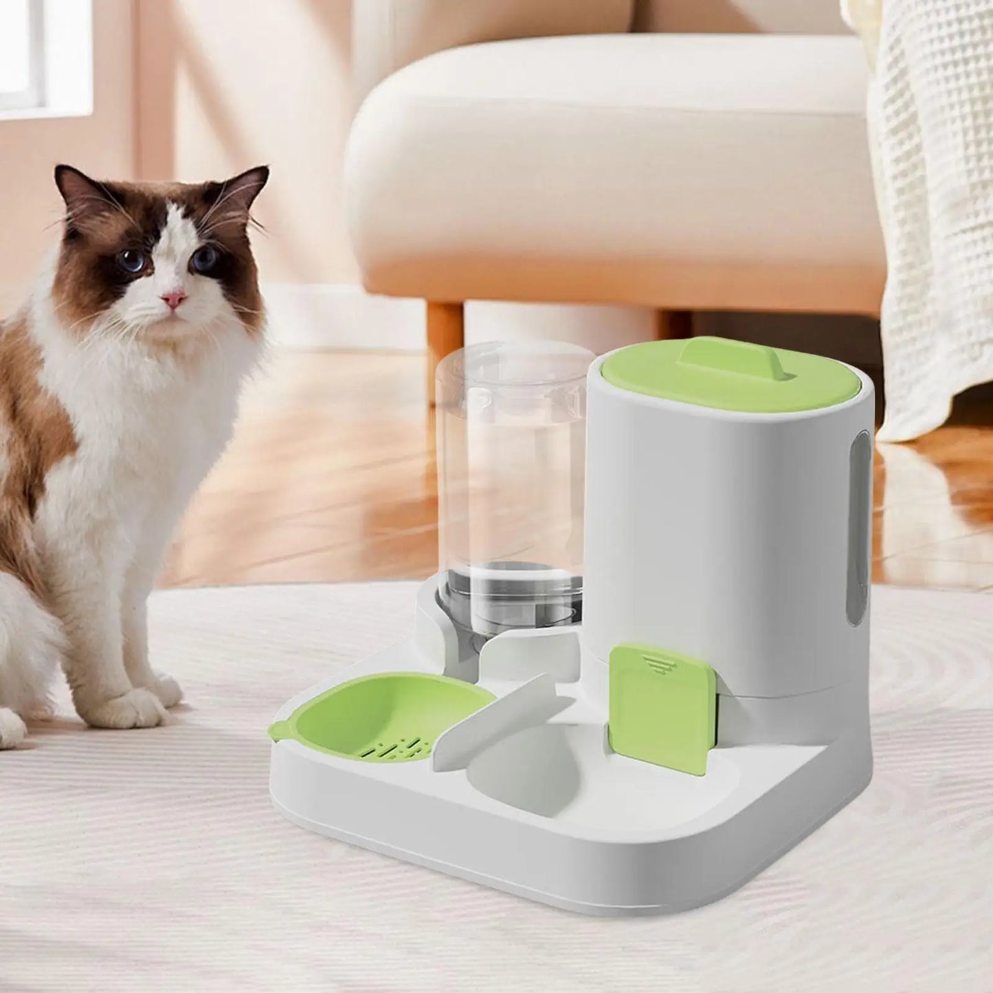 Automatic Pet Feeder & Waterer, Pet Bowl Compact Feeding Station. Cat or Dog Feeder Water Dispenser
