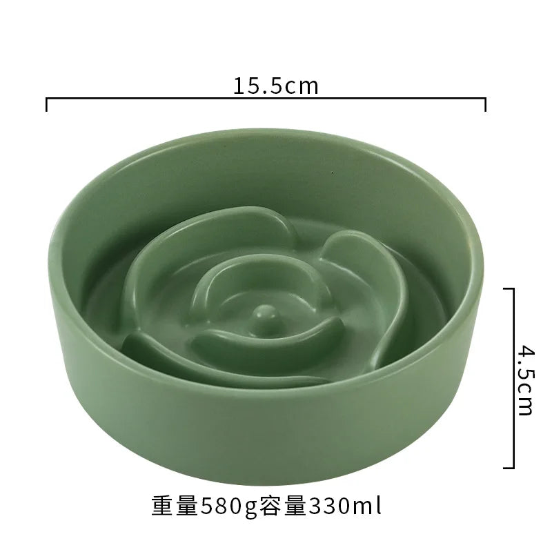Ceramic Cat or Dog Bowl. Small and Medium-Sized Dogs. Slow Feeding, Anti-Choke Slow Food Bowl. Anti-Tumble