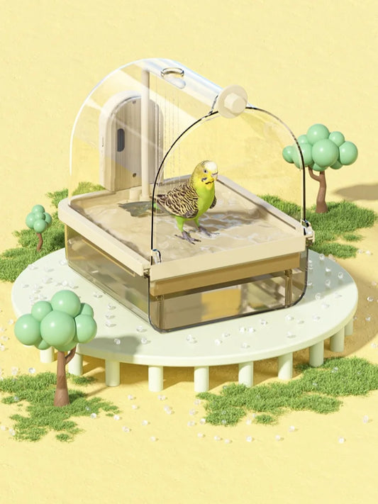 Clear Hanging Bird Bath. Automatic Water Circulation. Bath/ Shower For Birds. Easy to clean. Space Saving Design
Bird Cage Accessory