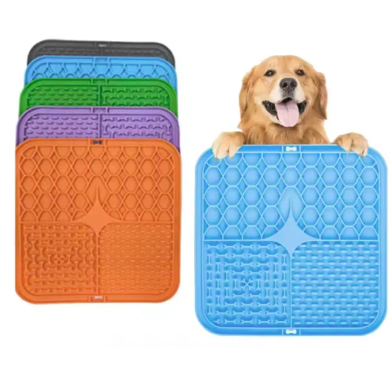 Pet Lick Silicone Mat. Dogs Slow Food Plate for Dog Bathing Distraction. Silicone Dog Sucker, Food Training Dog Feeder