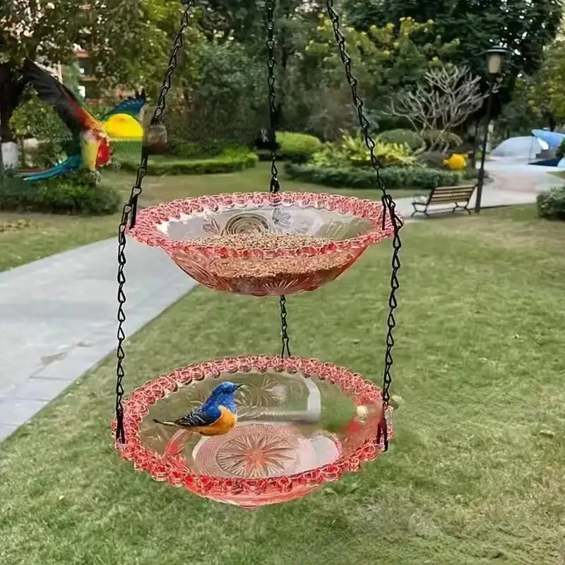 New Bird Flower Shaped Hanging Bird Feeder/Birdbath For Garden, Yard, Farm.