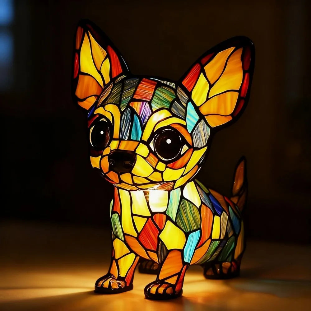 LED Night Light Glowing Dog. Series Artistic Animal Statue. French Bulldog, Labrador Retriever, Golden Retriever. Resin Ornaments