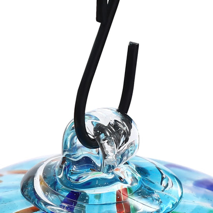 Glass Ball Hummingbird Feeder for Outdoor. Hanging Bird Feeder, Hand Blown Glass, Color Changing 6 Feeding Ports