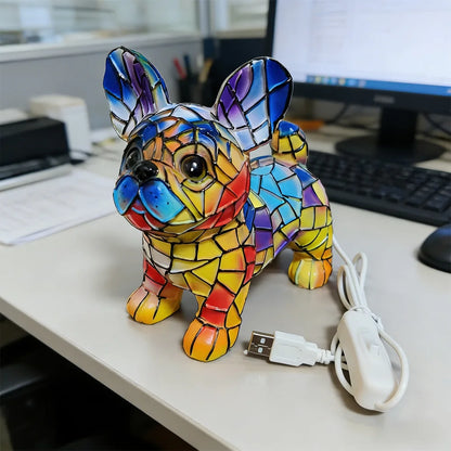 LED Night Light Glowing Dog. Series Artistic Animal Statue. French Bulldog, Labrador Retriever, Golden Retriever. Resin Ornaments