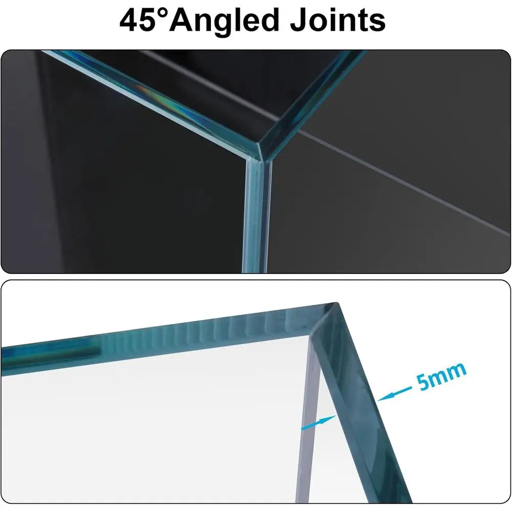 8-Gallon Saltwater Tank with Low Iron Glass, 45° Joints, Ideal for Marine and Reef Aquariums