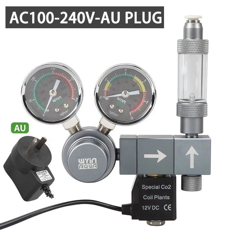 Aquarium CO2 regulator Dual meter solenoid valve Quick plug foam recorder  control system Fish tank CO2 pressure reducing valve