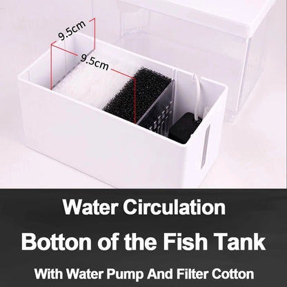 Mini 3L Desk Fish Tank 5L. Plastic Tank. Botton Filter With Water Pump.