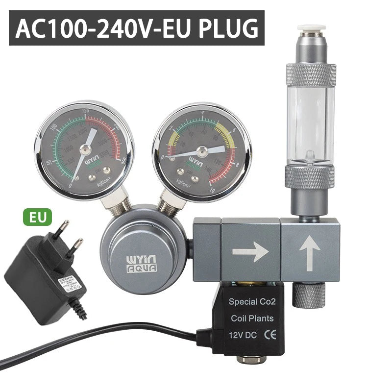 Aquarium CO2 regulator Dual meter solenoid valve Quick plug foam recorder  control system Fish tank CO2 pressure reducing valve