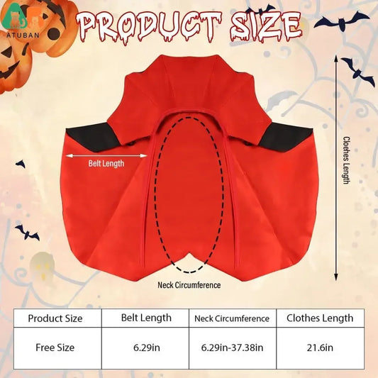 Halloween Cat Vampire Cloak Costume. Adjustable Pet Cape.