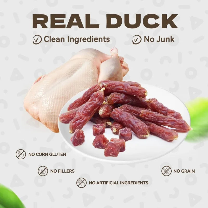 Duck Sausage Dog Treats –100g, Delicious Taste，Best Chews for Training Small & Large Dogs