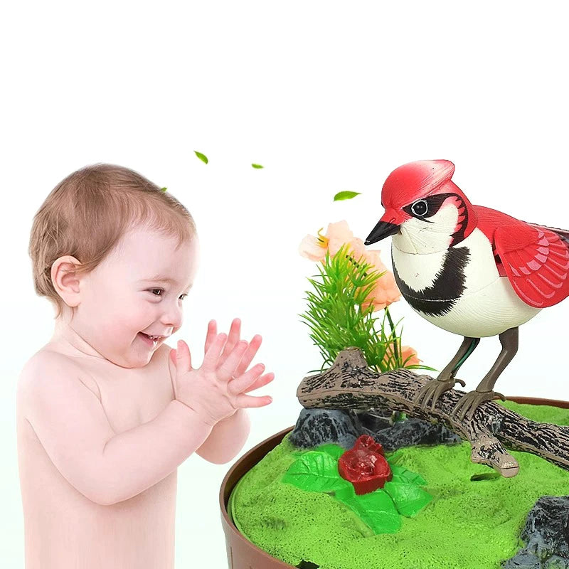Sound Voice Control, Electric Bird Toy. Electric Simulation Induction Bird Cage toy.