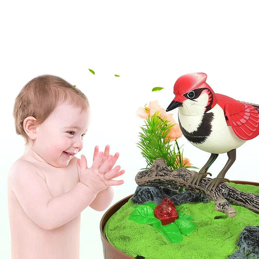 Sound Voice Control, Electric Bird Toy. Electric Simulation Induction Bird Cage toy.