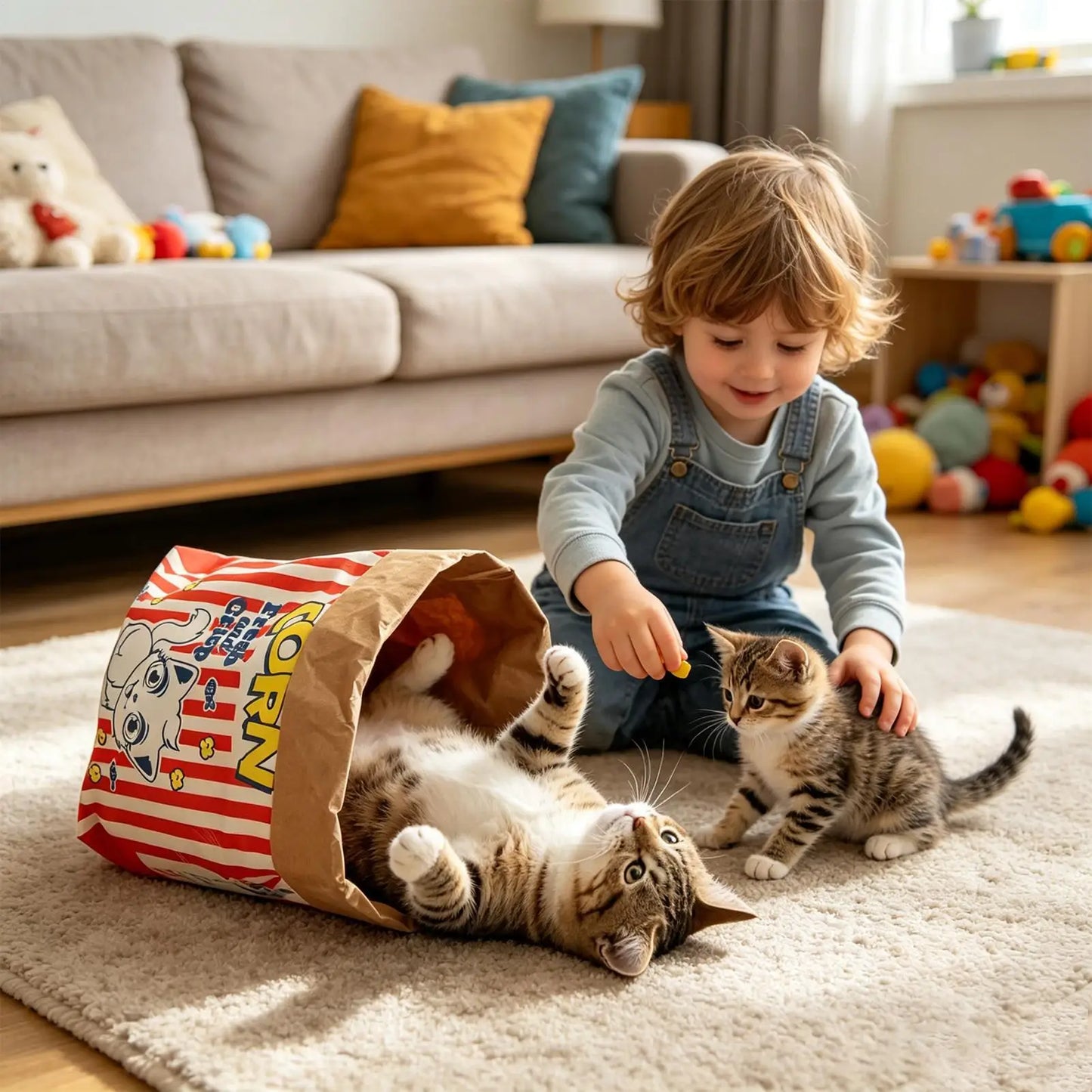 Interactive Pet Paper Bag Toy. Thick Kraft Paper, Dispenses Treats, Makes Crinkle Sound, Reduces Boredom For Cats And Dogs