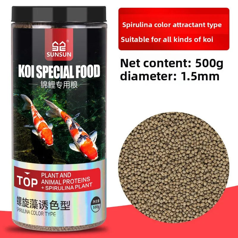 SUNSUN Koi Ornamental Fish, Goldfish Feed. High Spirulina Color Enhancing Fish Food