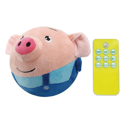 Cartoon Pig, Active Moving Pet Plush Toy. USB Rechargeable. Talking, Moving Dog Ball Toy. Bouncing Balls for Dogs/Cats