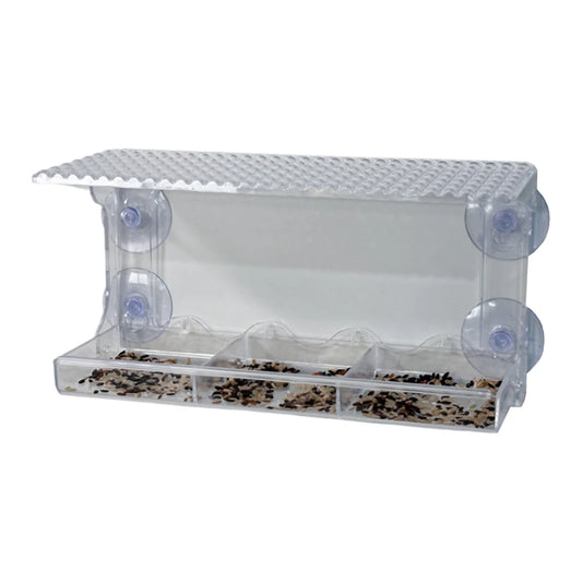 Window Mounted Feeder with Strong Suction Cups. Transparent, Acrylic, Hanging Birdhouse Feeder for Outside Garden Yard