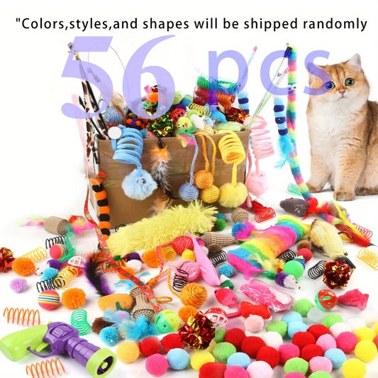 28pc or 14pc Cat Toys Mixed Pack. A Combination of Various Plastic Toys and Plush Toys Suitable for Multiple Cats To Play