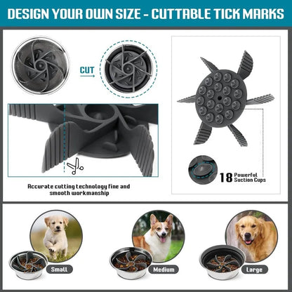 Pet Feeder, Plugin. Powerful Suction Cup, Slow Food, Anti Choking Bowl. Convenient, Easy Clean, Extended Dogs Eating Time.