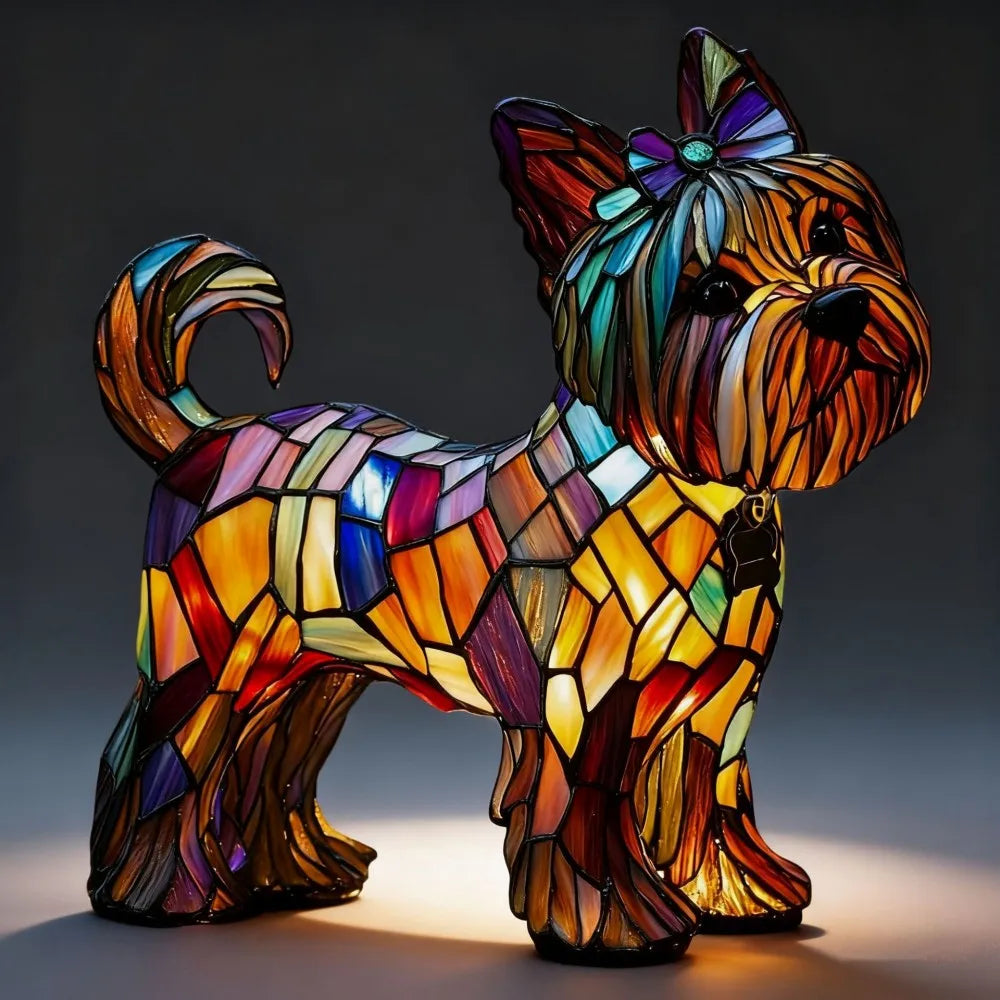 LED Night Light Glowing Dog. Series Artistic Animal Statue. French Bulldog, Labrador Retriever, Golden Retriever. Resin Ornaments