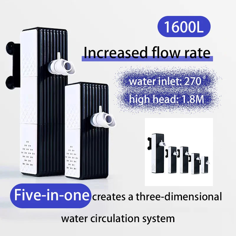 Silent Fish Tank Filters Water Purification Cycle. Three-In-One Built-In Small Aquarium Filtration System Oxygen Pump 25W