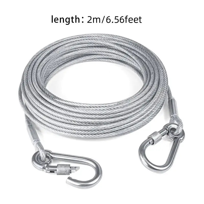 Double-headed Dog Tie. Outside Cable Leash , traction rope with metal buckle, steel wire anti-rust training collar,Outdoor Dogs Strap