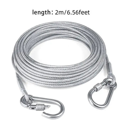 Double-headed Dog Tie. Outside Cable Leash , traction rope with metal buckle, steel wire anti-rust training collar,Outdoor Dogs Strap