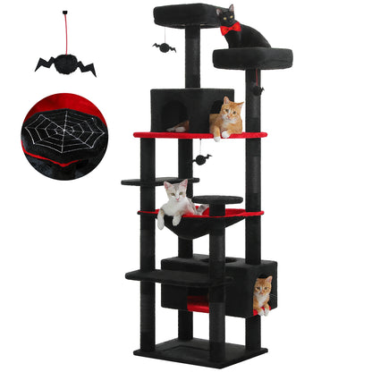 Large Cat Tree and Tower for Indoor Cats With Sisal-Covered Scratching Posts. Spacious Hammock, Padded Perches and Condos Cat Toys