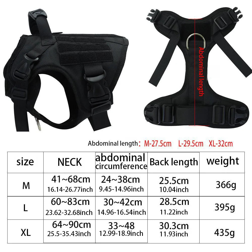 Large Dog Collar Dog Harness And Leash Set. Pet Vest Tactical. Large, Medium and Small Dogs Harnesses.
