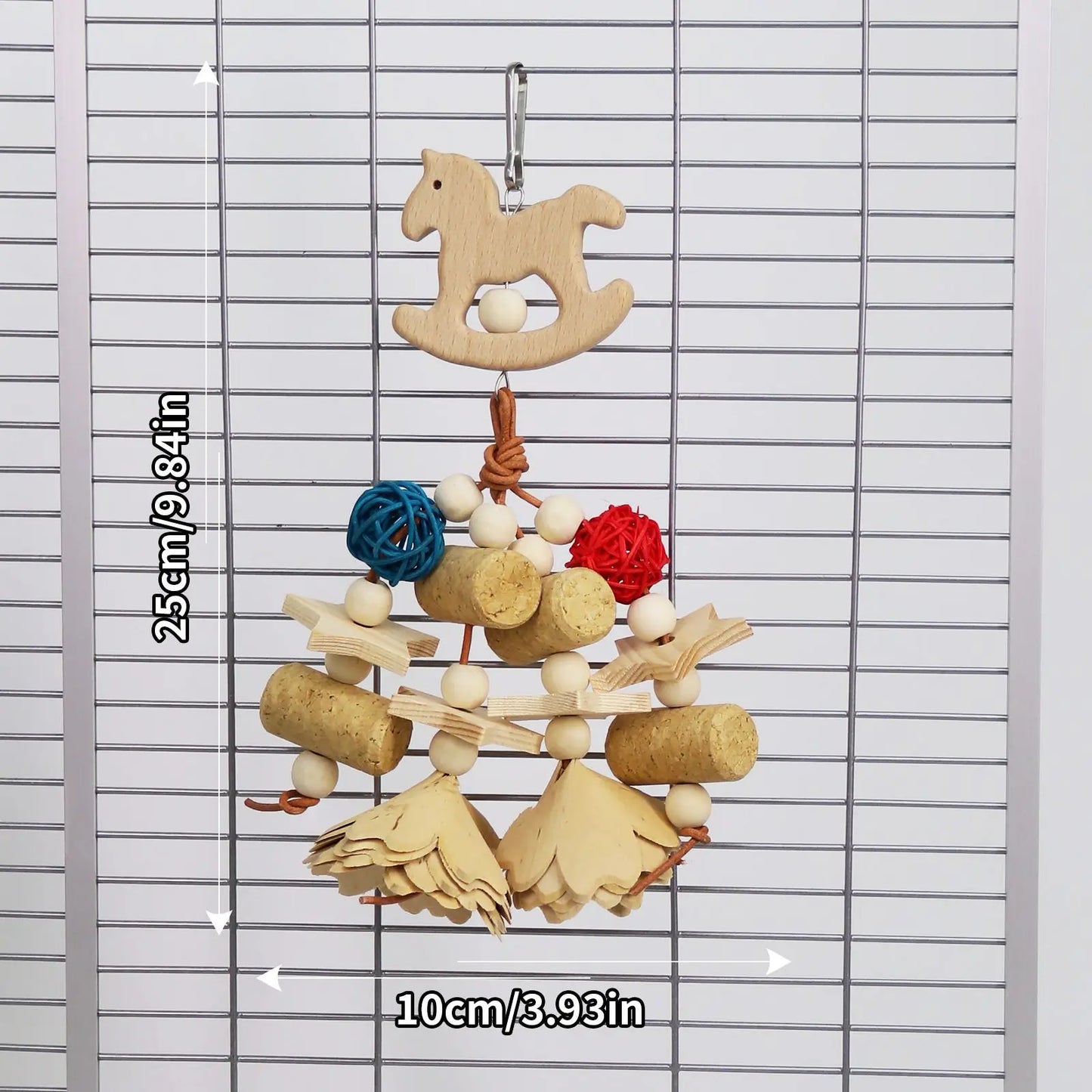 Bird Parrot Toy. Wooden Animal Shaped Rattan Ball.  Pine Cone, Corn, Wood Flower Slice. Gnawing Puzzle, Relieving Bird Toys