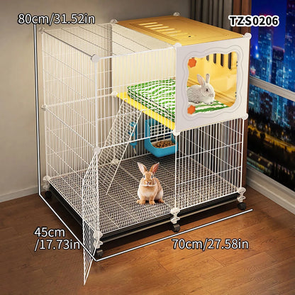 Encrypted Rabbit Cage for Home Use, Large, Indoor. Cleaning Tray, Guinea Pig Nest,