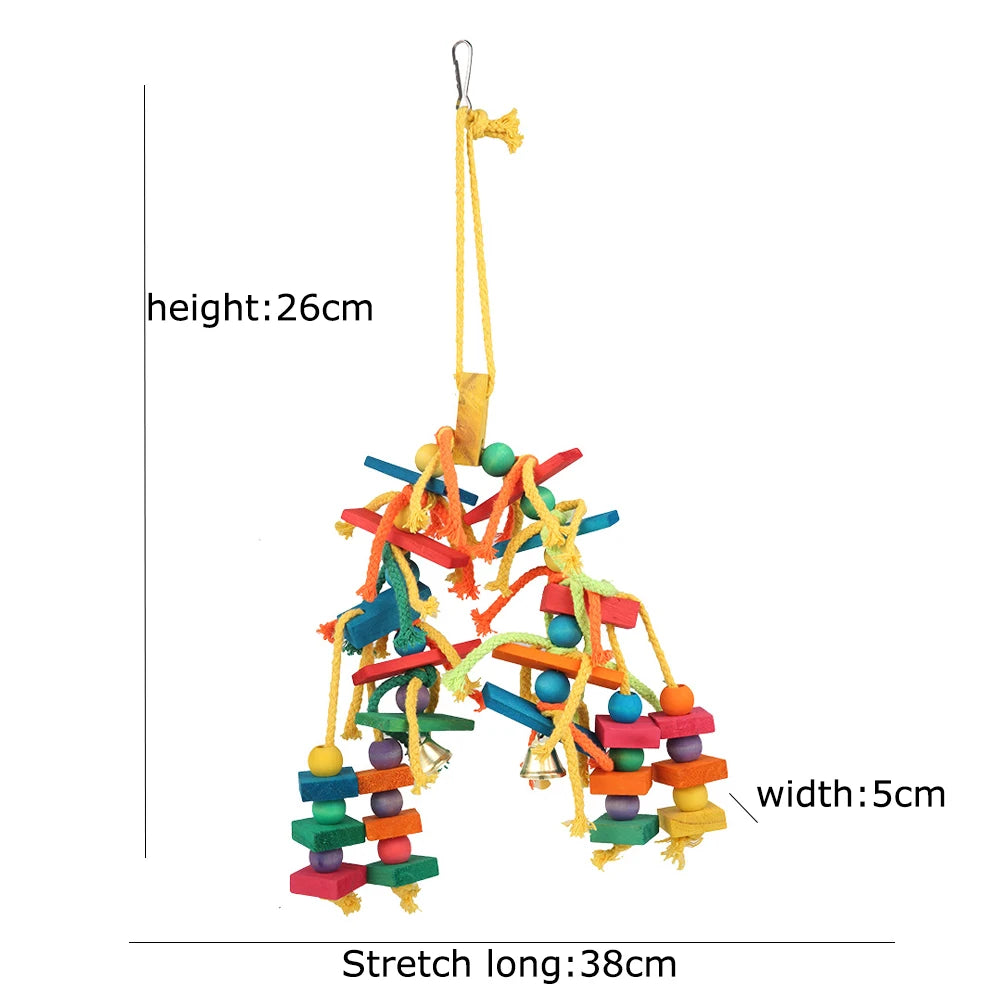 Wood Parrot Bird Toys. Love Bird Cage. Funny Training Bird Toys. Cotton Rope. Parrot Toy, Bite Resistant, Bird Tearing.