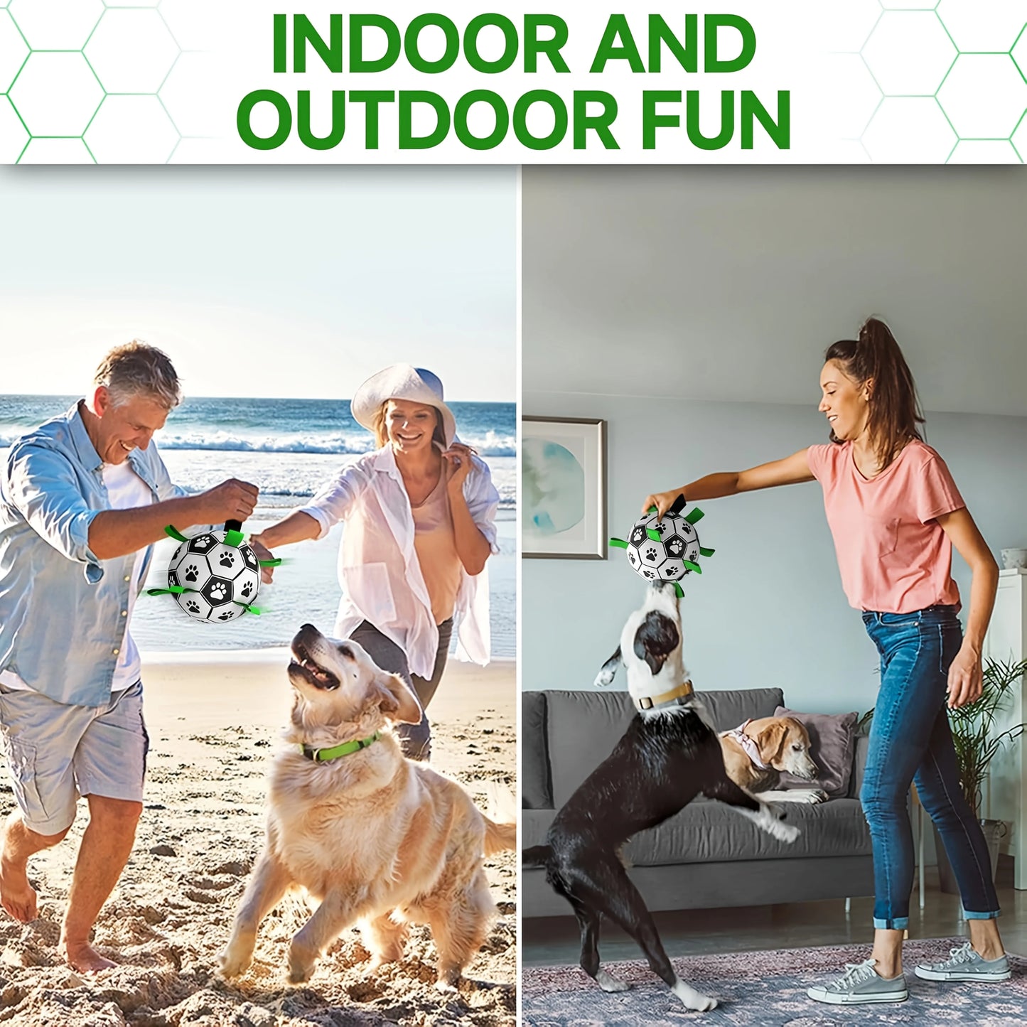 Interactive Dog Soccer Toy with A Grip Ring, Durable Water Ball for Dogs, Dog Chasing and Playing Toy, Without Battery