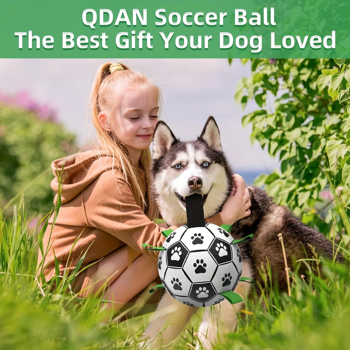 Interactive Dog Soccer Toy with A Grip Ring, Durable Water Ball for Dogs, Dog Chasing and Playing Toy, Without Battery