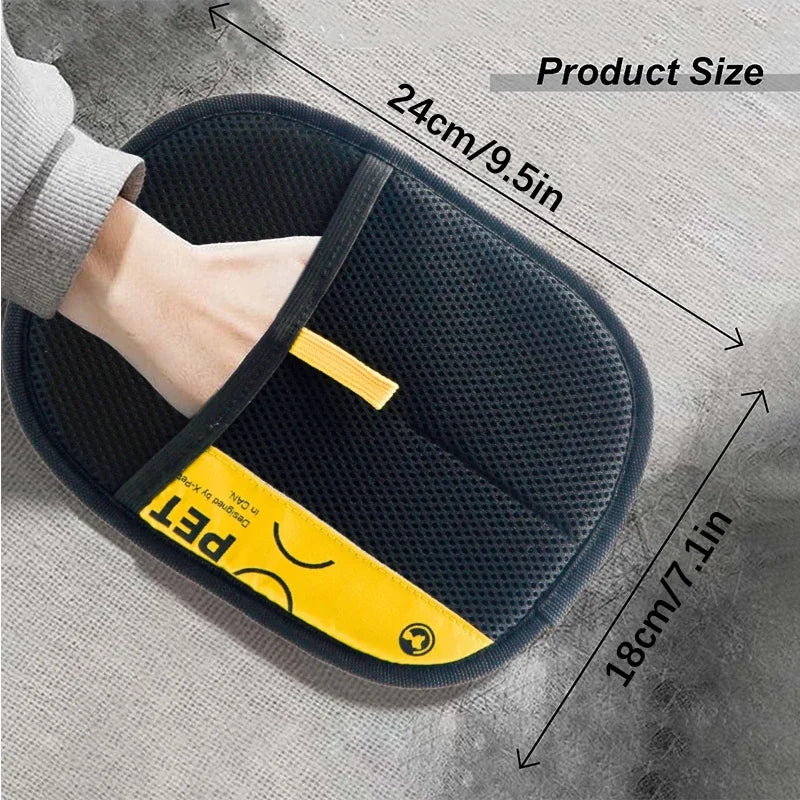 Pet Hair Remover Gloves. Electrostatic for Cats & Dogs, Reusable Washable Grooming Glove with 2-in-1 Lint Roller Brush - Safe Non-Toxic