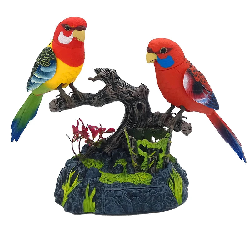 Sound Voice Control, Electric Bird Toy. Electric Simulation Induction Bird Cage toy.