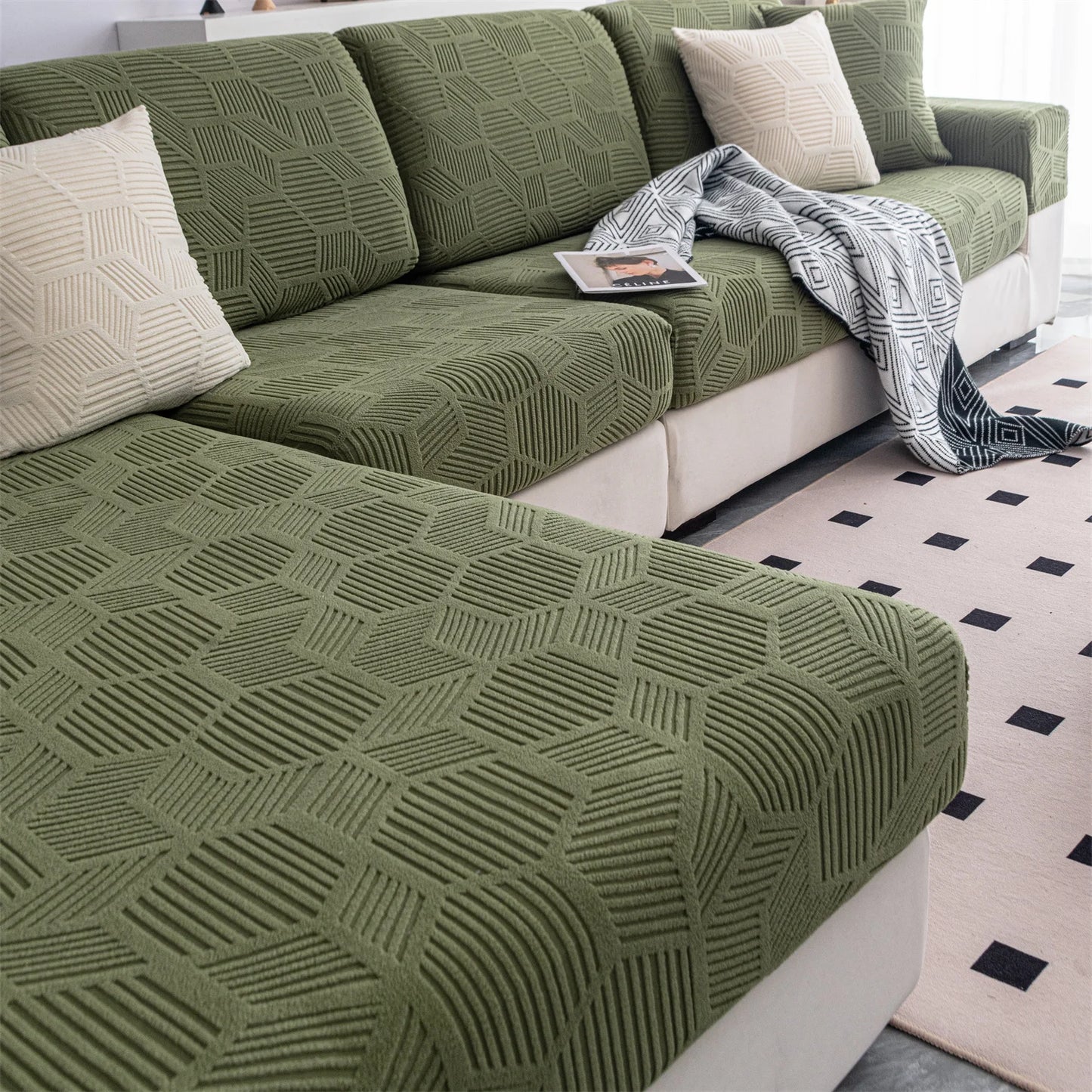 1Piece Universal Stretch Sofa Cover. Cushion Cover, For Living Room. Pet Friendly