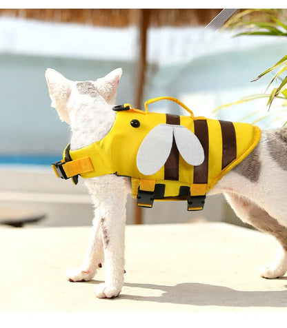Dog Life Jacket for Swimming, Boating. Pet Safety Floatation Vest/Life Preserver with Rescue Handle For Cats and Small or Medium Dogs