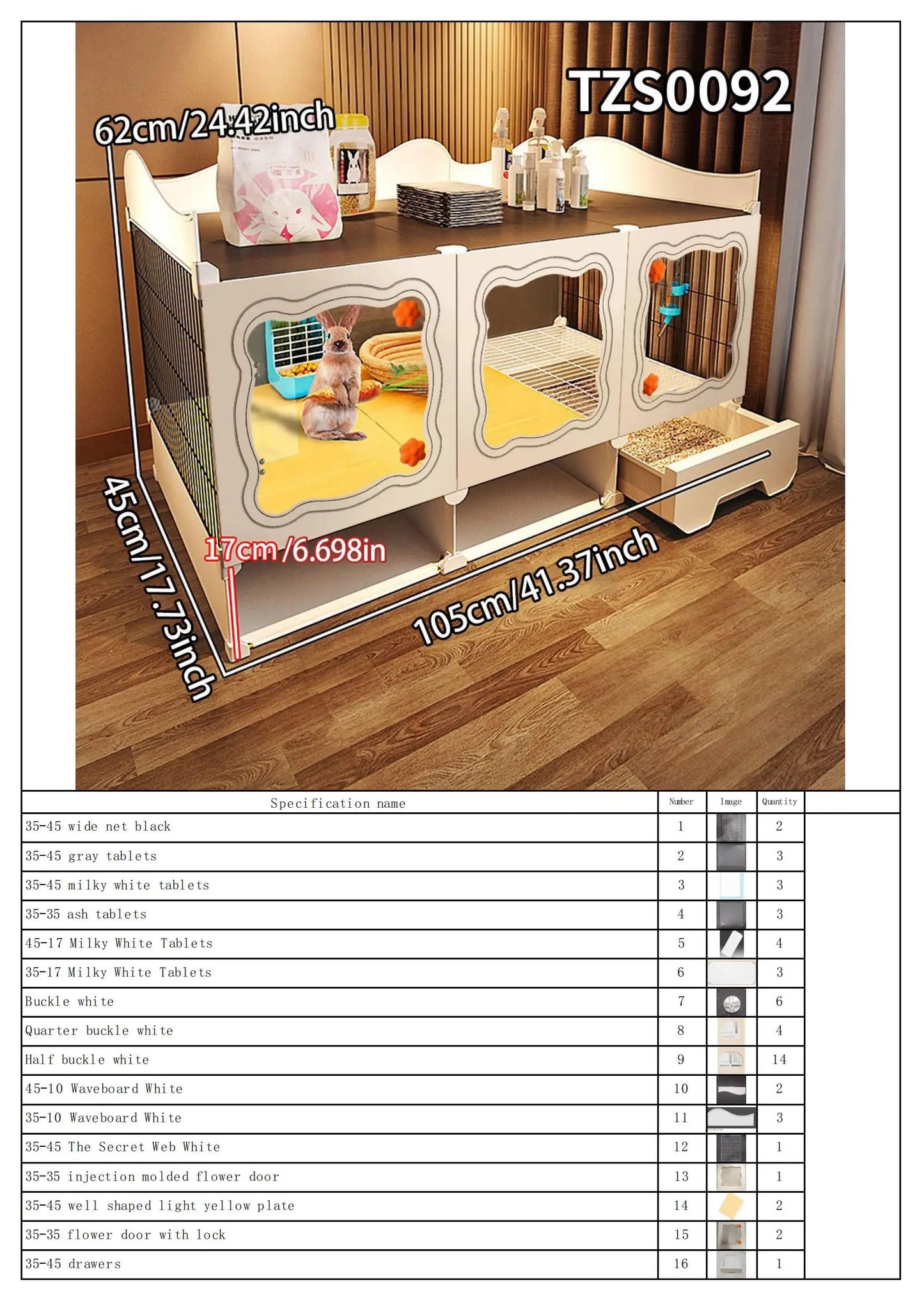 Rabbit Cage. Indoor Home Use with Toilet. Rabbit Villa, Small Dog, Kitten &  Guinea Pig Cage.