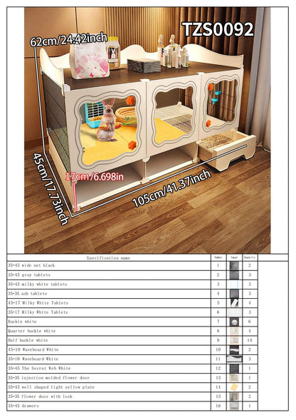 Rabbit Cage. Indoor Home Use with Toilet. Rabbit Villa, Small Dog, Kitten &  Guinea Pig Cage.