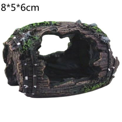 Aquarium Hollow Log Decor Multifunction Resin Fish Hiding Cave. Non-toxic for Fish Tank
