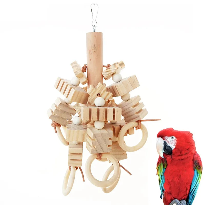 8PC Set. Combination Parrot Bird Toys. Wood Articles Bite Pet Bird Toys. For Parrot Training, Bird Toy Swing, Ball and Bell.