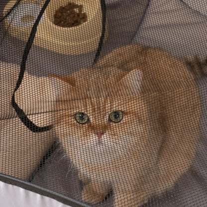 Square, Gray Cats and Dogs Delivery Room. Hard Oxford Cloth with a Play Tunnel. Foldable Pets Nest